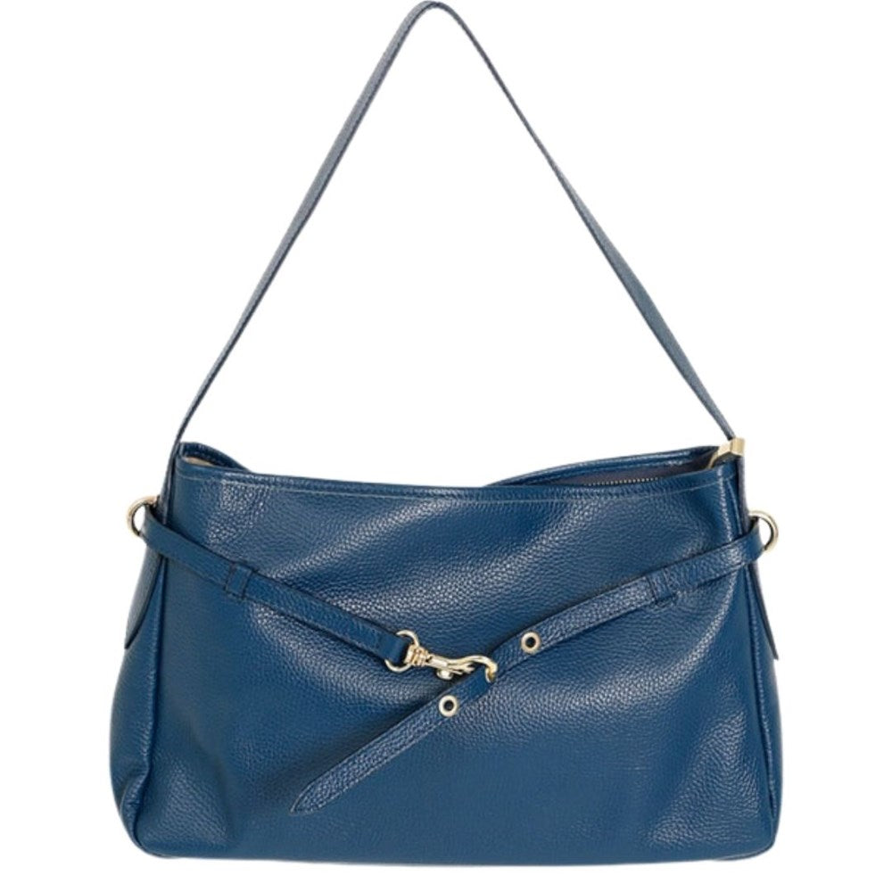 MAISON FANLI Victor leather shoulder bag in navy
