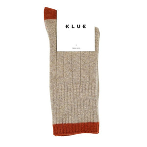 KLUE Merino Wool Socks in Beige & Orange band