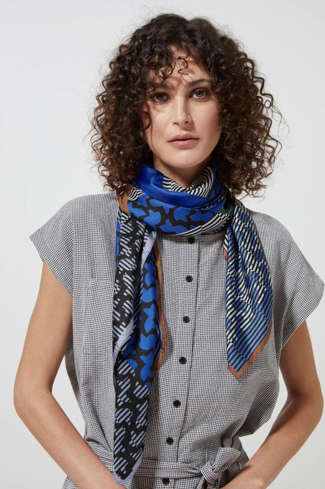 MA POESIE -Murmure Blue Silk Scarf
