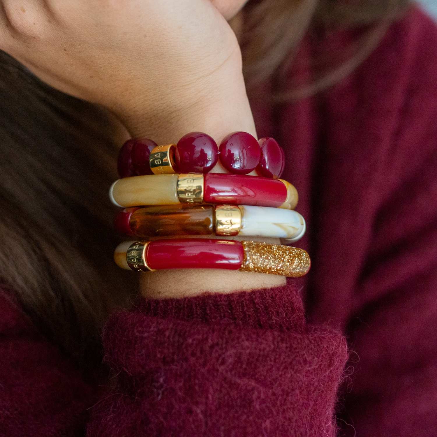 PARABAYA Resin Bangle Bracelets Set of 3 - Sol