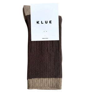 KLUE Merino Wool Socks in Brown & Caramel band