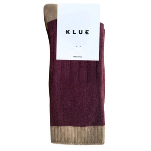 KLUE Merino Wool Socks in Burgundy & Camel band