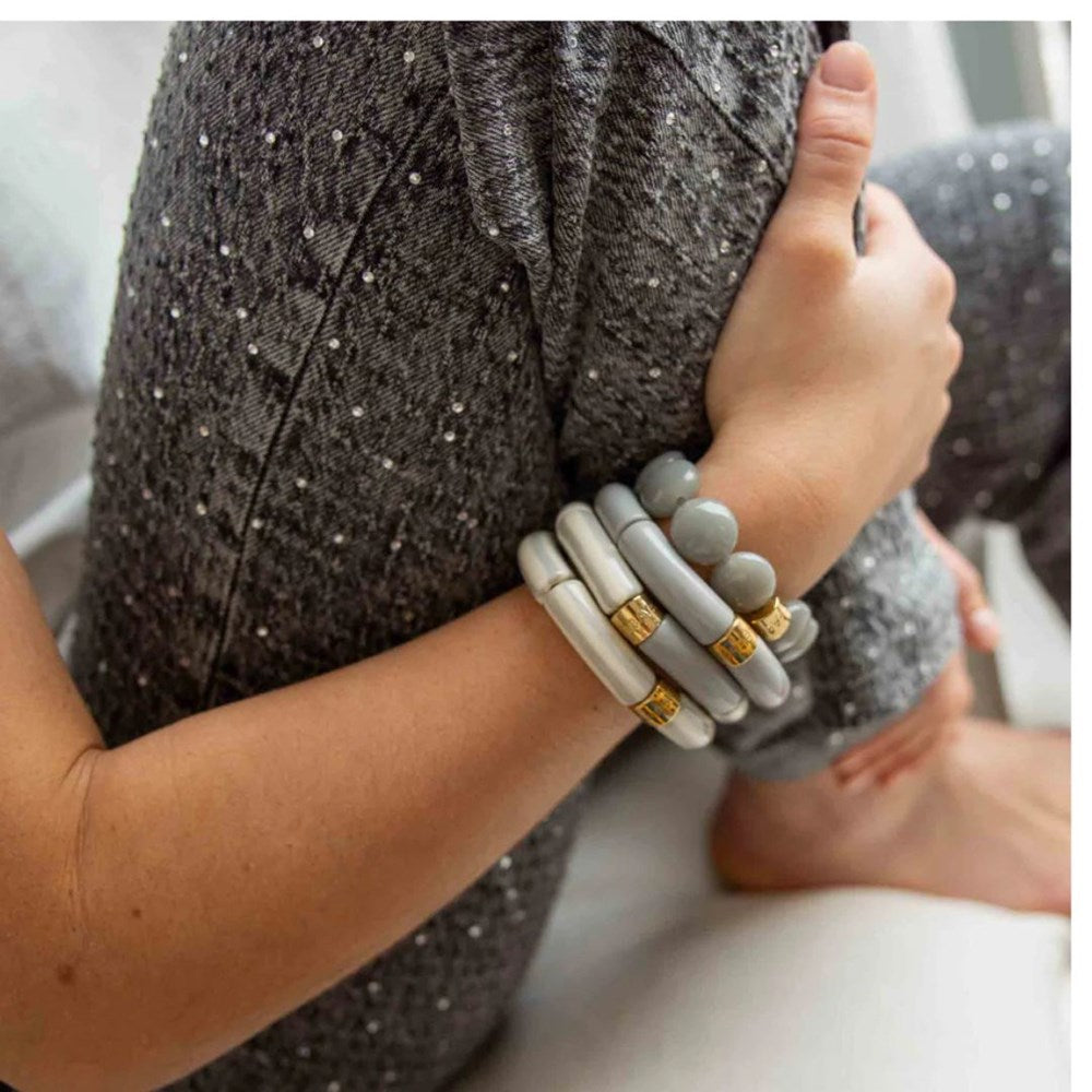 PARABAYA Resin Bangle Bracelets Set of 3 - Brazil Riviera Cinza