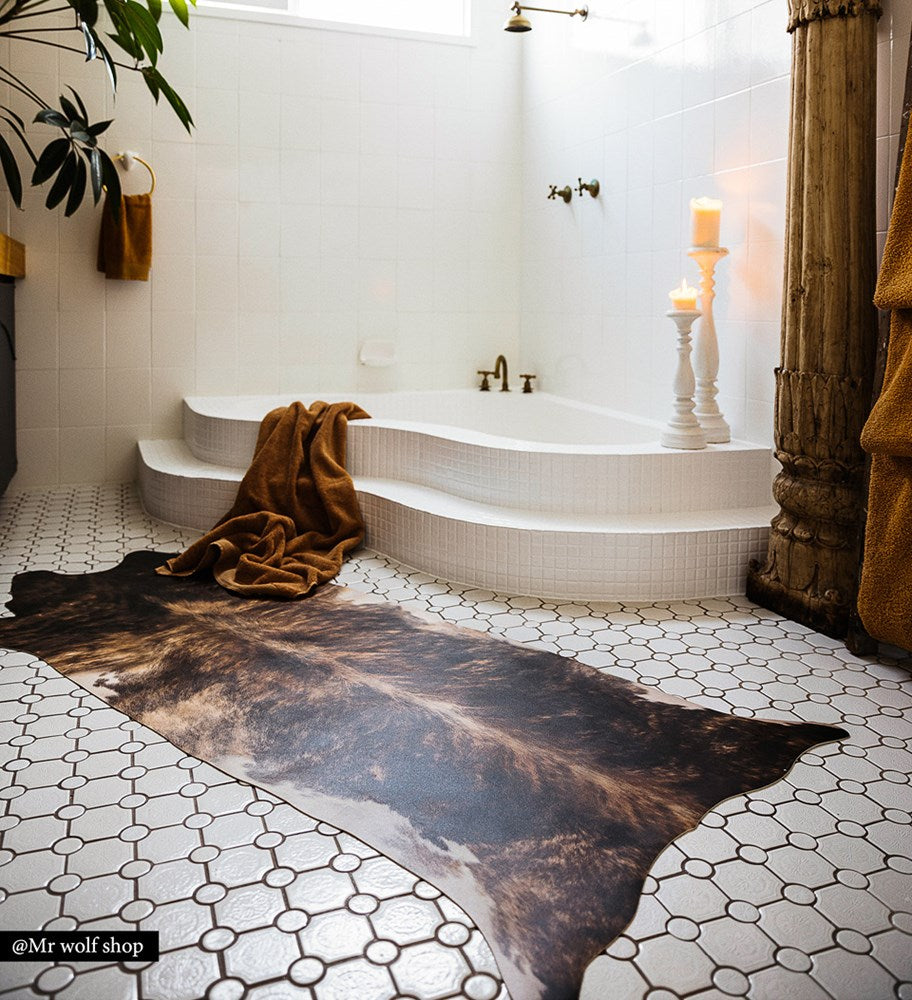 BEIJA FLOR - COW HIDE Tiger Lily Vinyl Rug