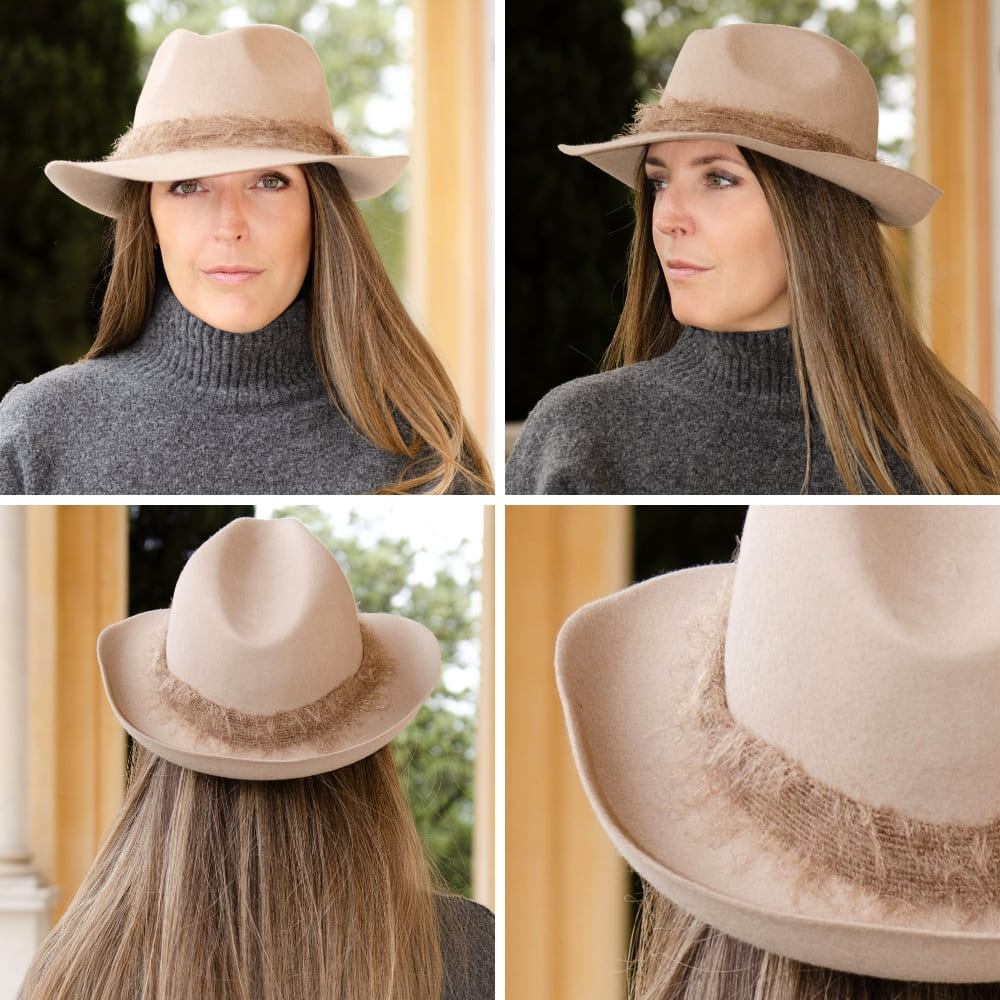 TRAVAUX EN COURS Felt Fedora Ribbon Hat - Camel