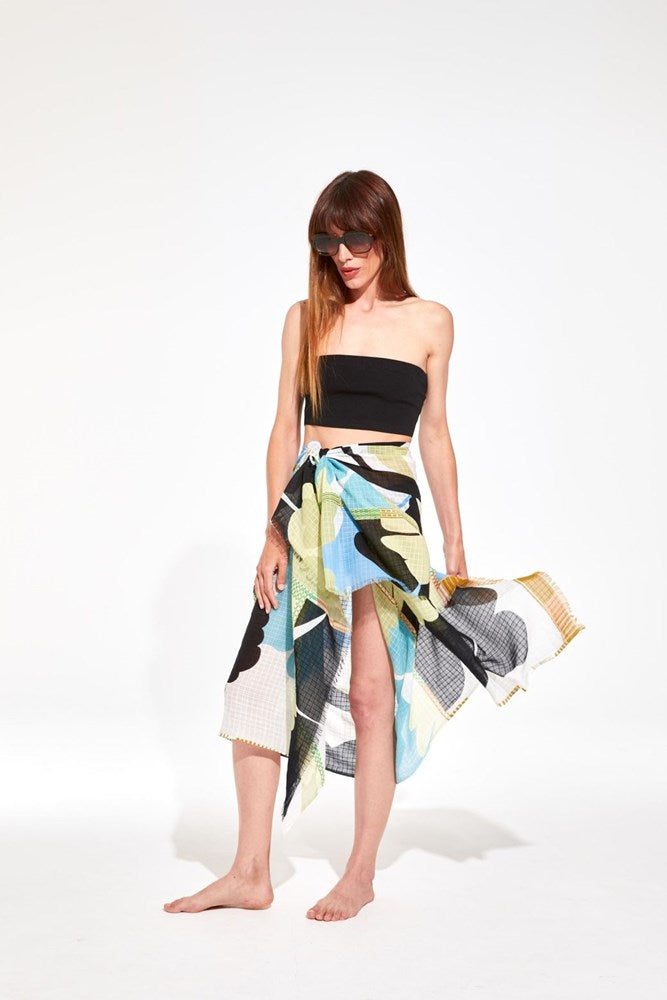 F - Scarf Bloom Kaki- Beach Pareo/S25