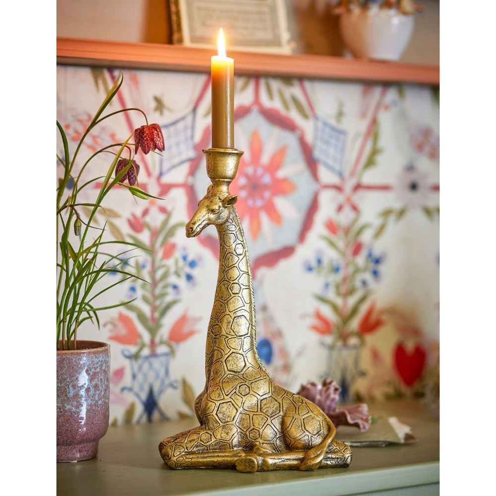 BLOOMINGVILLE-Twiga Candle Holder, Gold, Polyresin