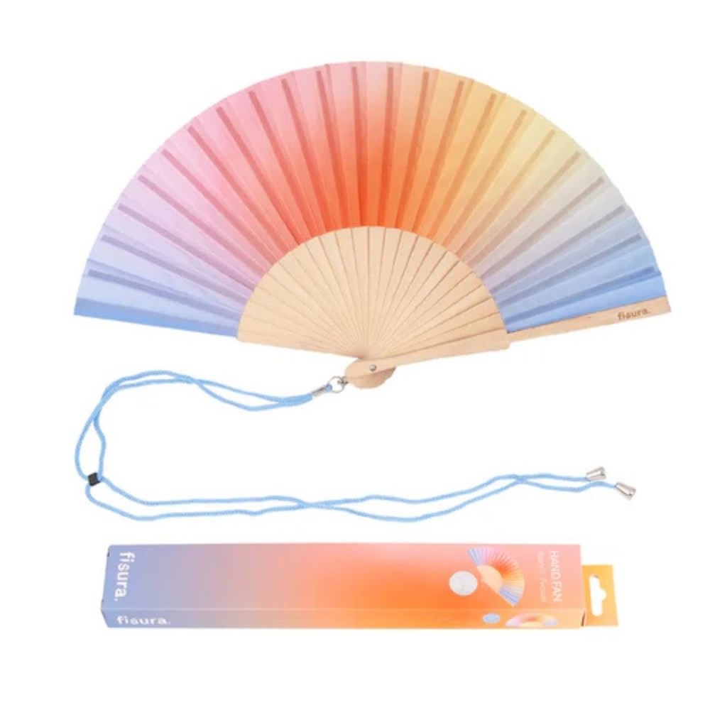 Hand Fan w/Gift Box"Gradient Blue"