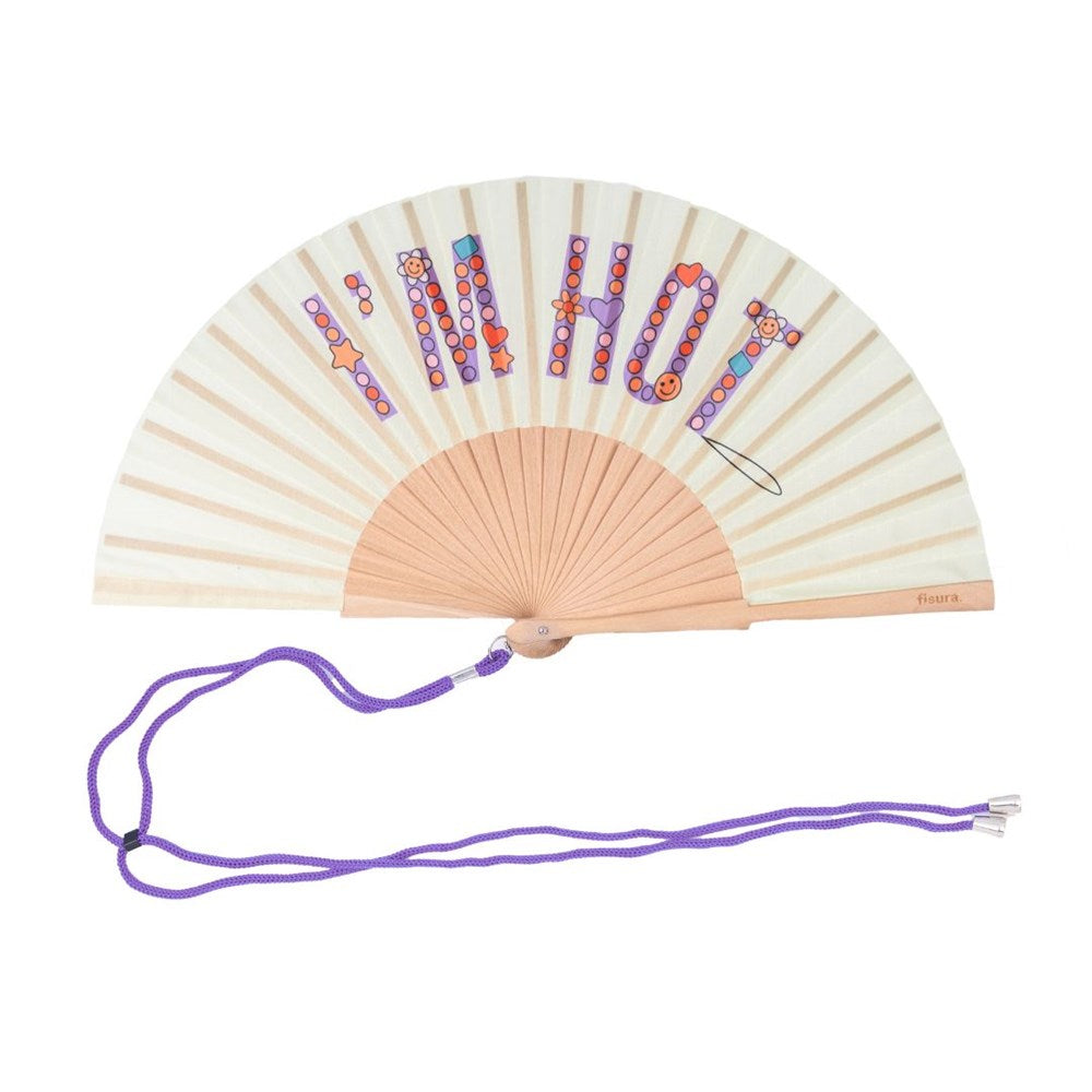 Hand Fan w/Gift Box ‘I'm hot’ beaded