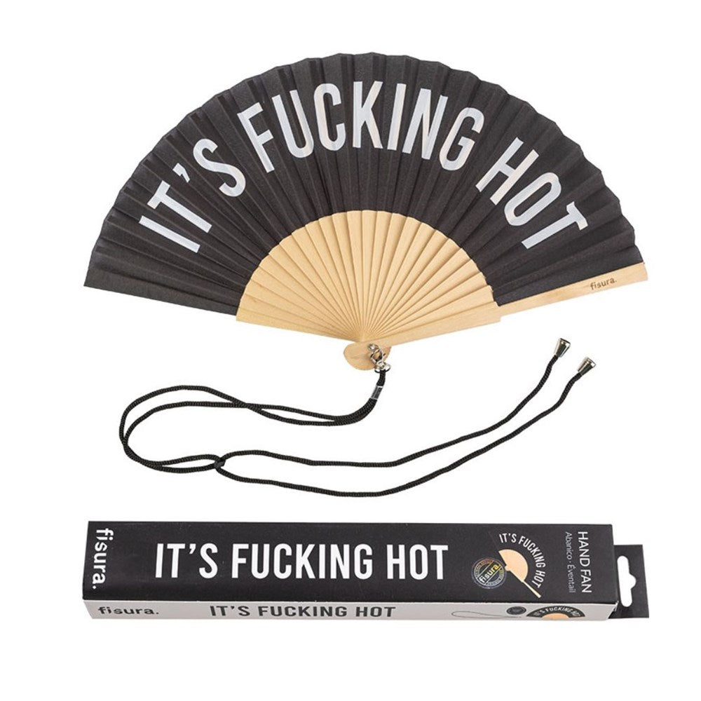 Hand Fan w/Gift Box "Fucking hot" black
