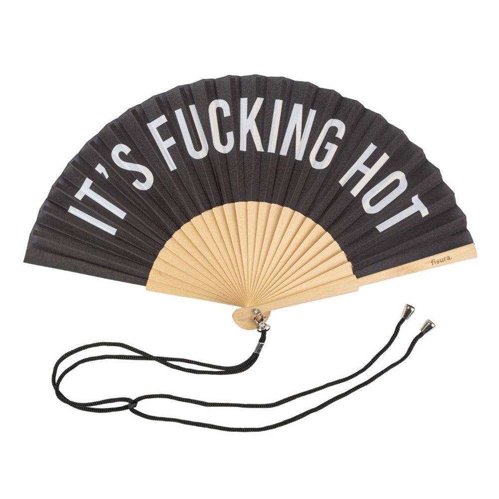 Hand Fan w/Gift Box "Fucking hot" black
