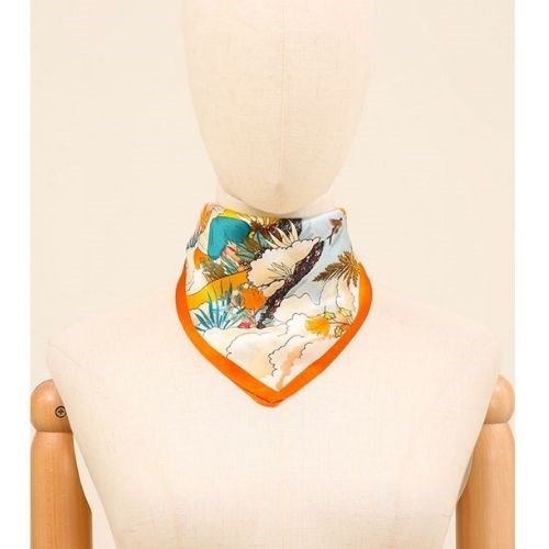 MAISON FANLI Silk Scarf 50x50cm  - Imaginary World Pastel Blue