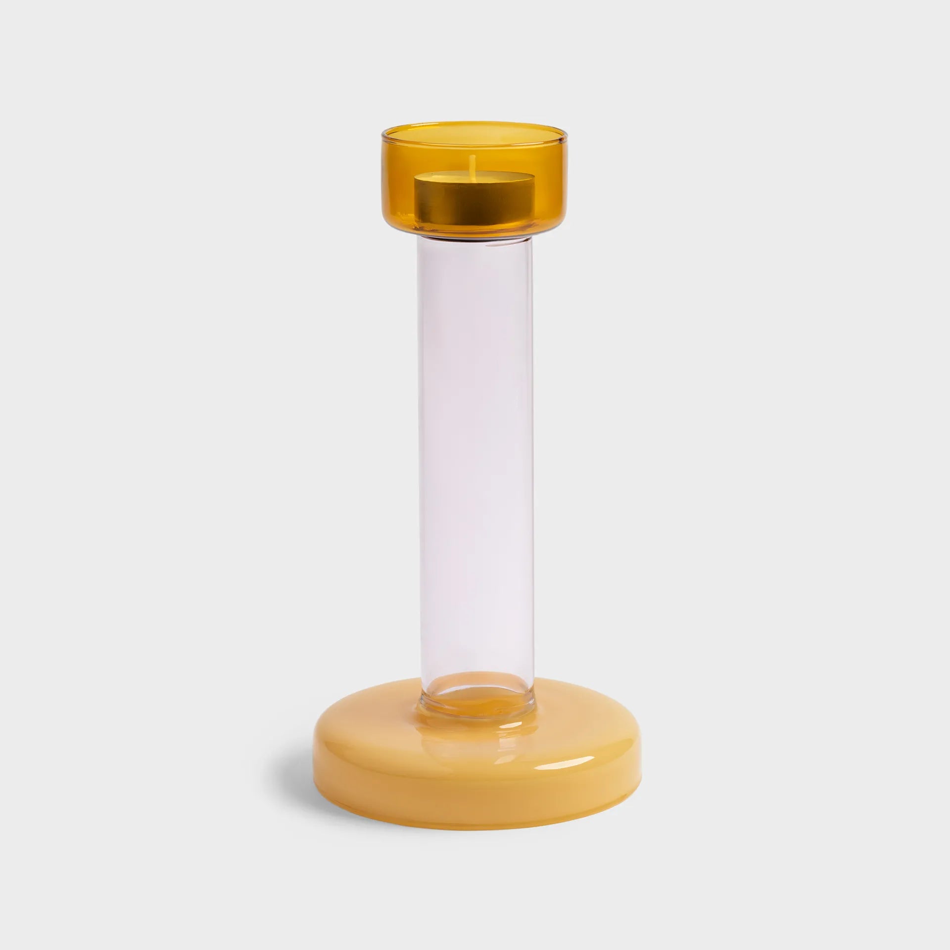 KLEVERING-Bole candle holder M amber / yellow