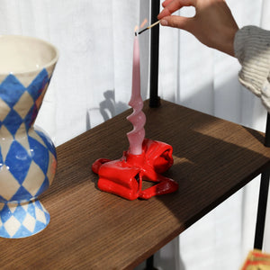 KLEVERING-Candle holder ribbon red