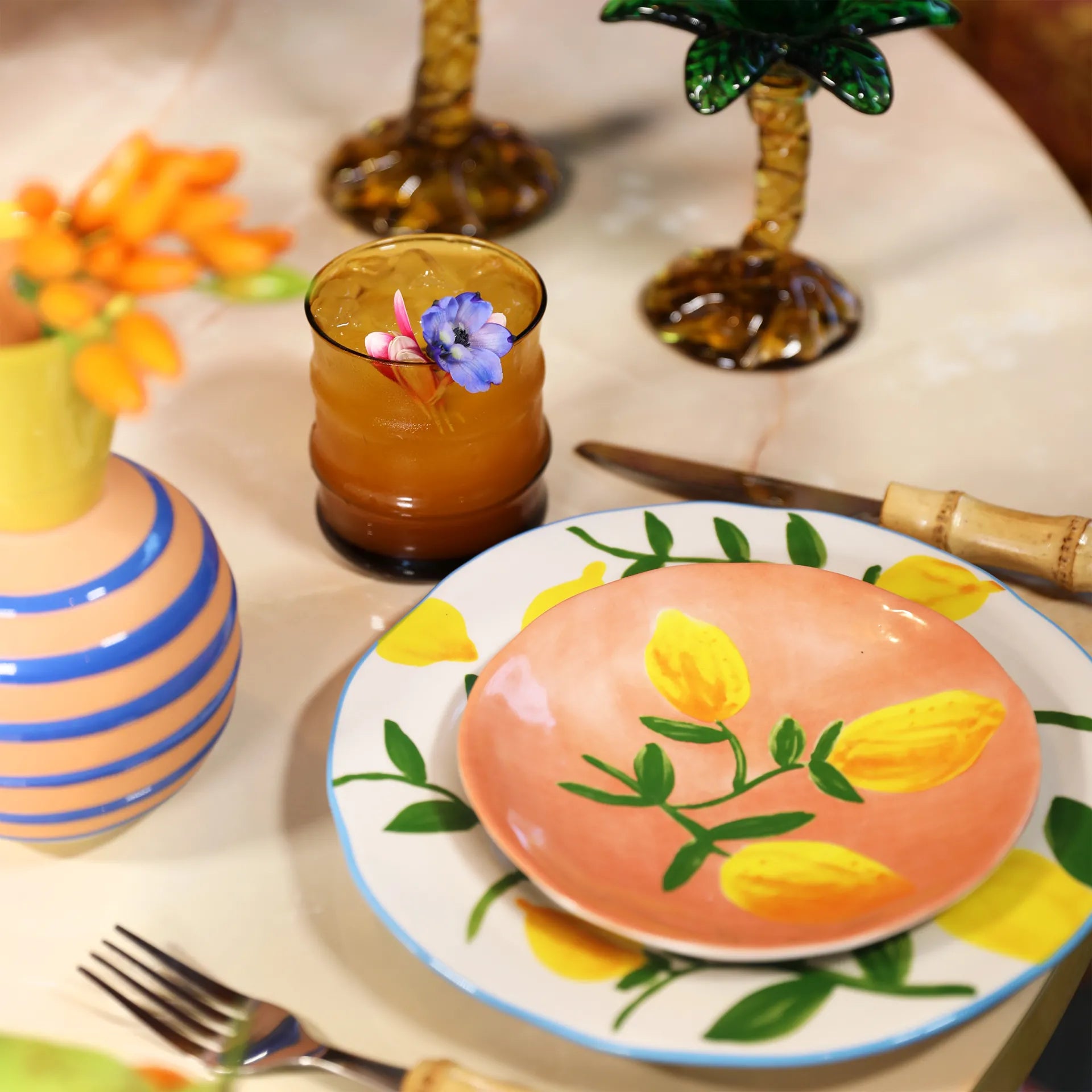 Styled Klevering Plate lemon full colour set of 4
