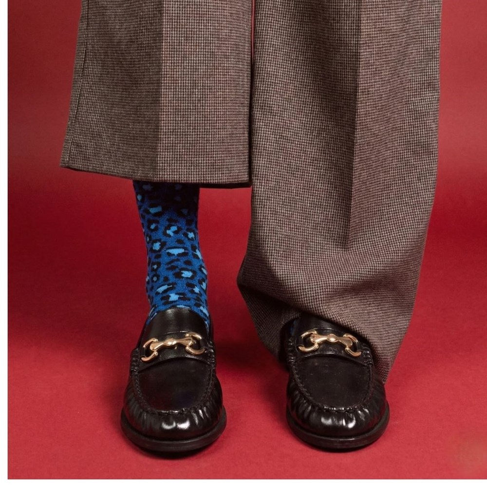 KLUE Glitter Lurex Socks | LEOPARD Night Blue