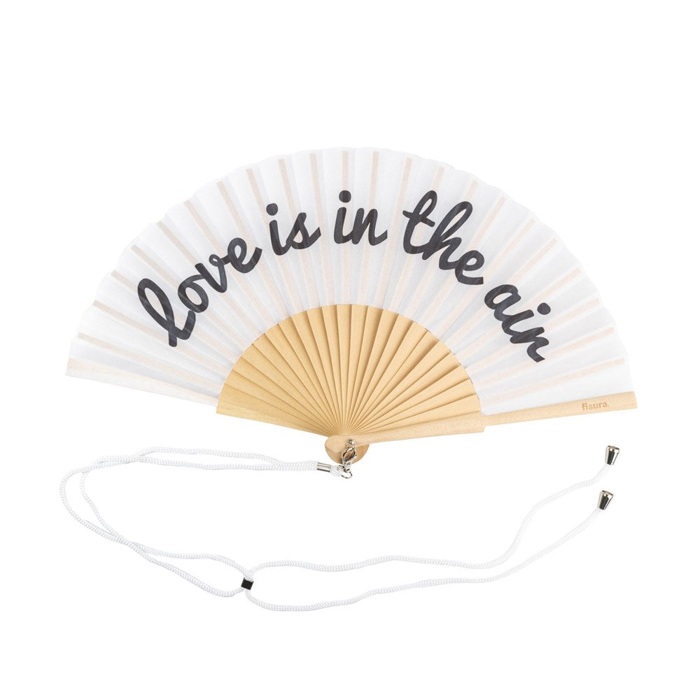 Hand Fan w/ Gift Box "Love is in the air" black and white
