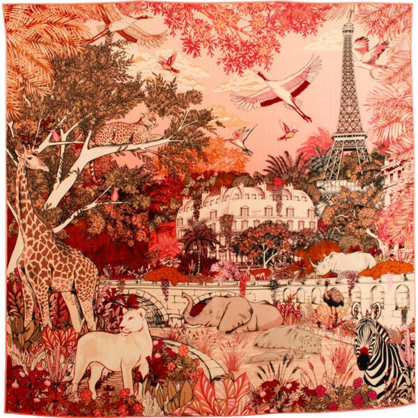 MAISON FANLI Wool & Silk Scarf 110x110cm - Wild Paris Pink