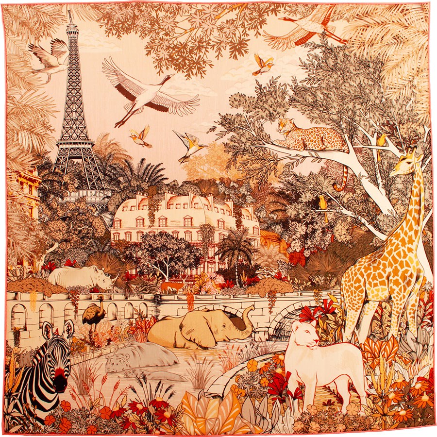 MAISON FANLI Wool & Silk Scarf 110x110cm - Wild Paris Pink