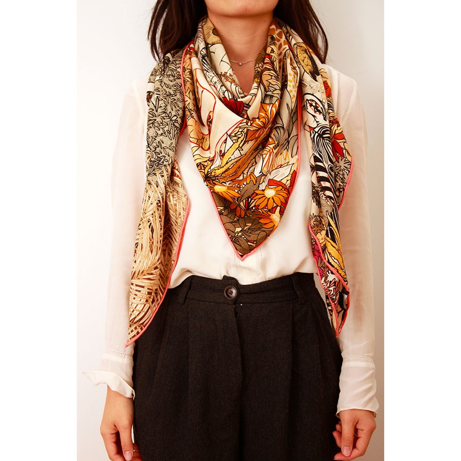 MAISON FANLI Wool & Silk Scarf 110x110cm - Wild Paris Pink