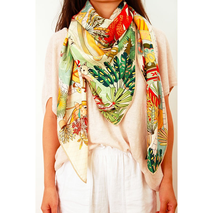 MAISON FANLI Wool & Silk Scarf 110x110cm - Aquaparc