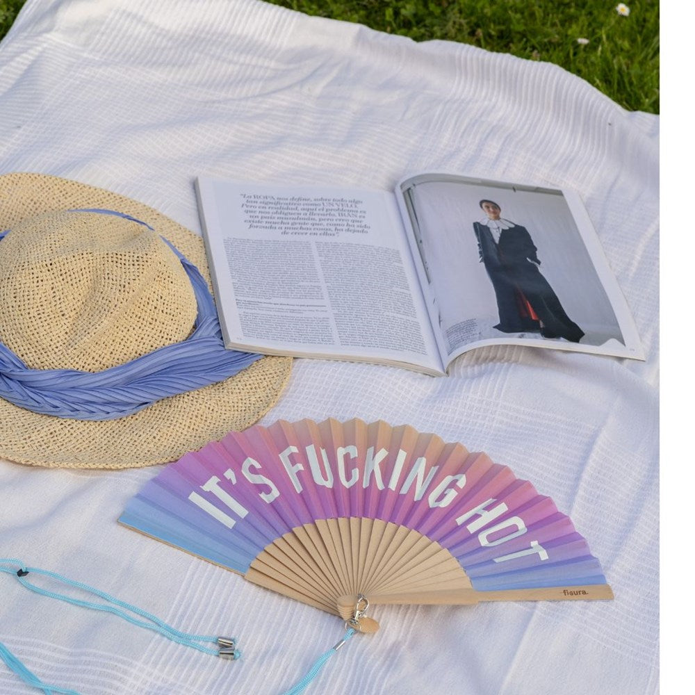 Hand Fan w/Gift Box " Fucking hot" gradient - Glow in the dark