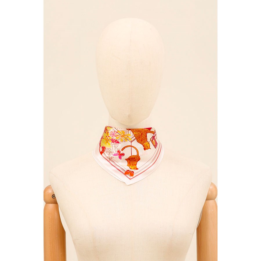 MAISON FANLI Silk Scarf 50x50cm - Boudoir Felin Red