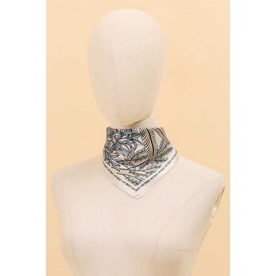 Wool & Silk Heloise Scarf Panther Night Beige- 70x70 cm