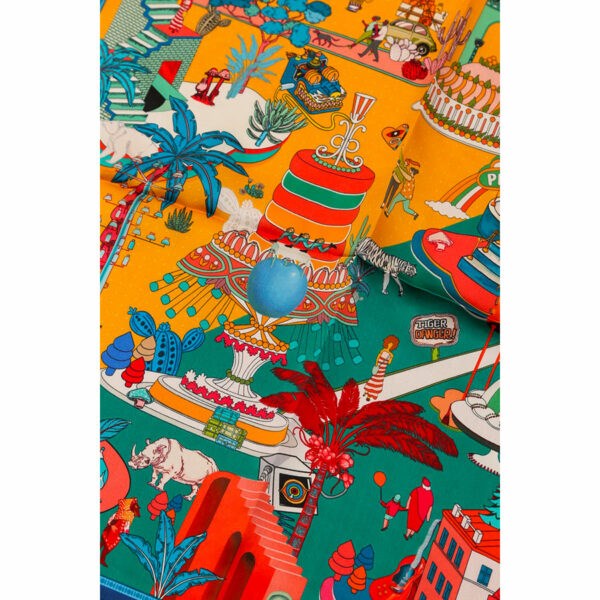 MAISON FANLI Silk Scarf 50×50 - Gateaux Green