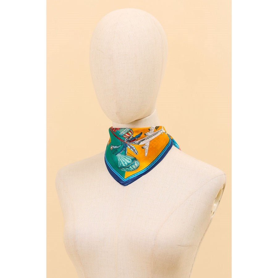 MAISON FANLI Silk Scarf 50×50 - Gateaux Green