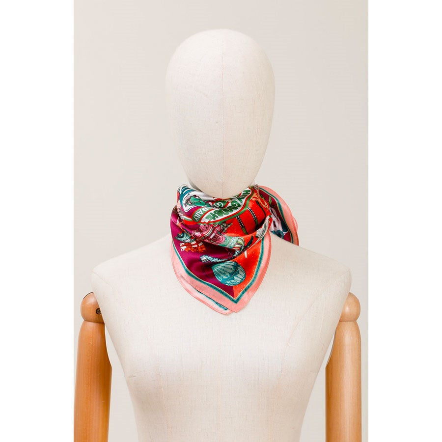 MAISON FANLI Silk Scarf 50×50 - Gateaux Coral