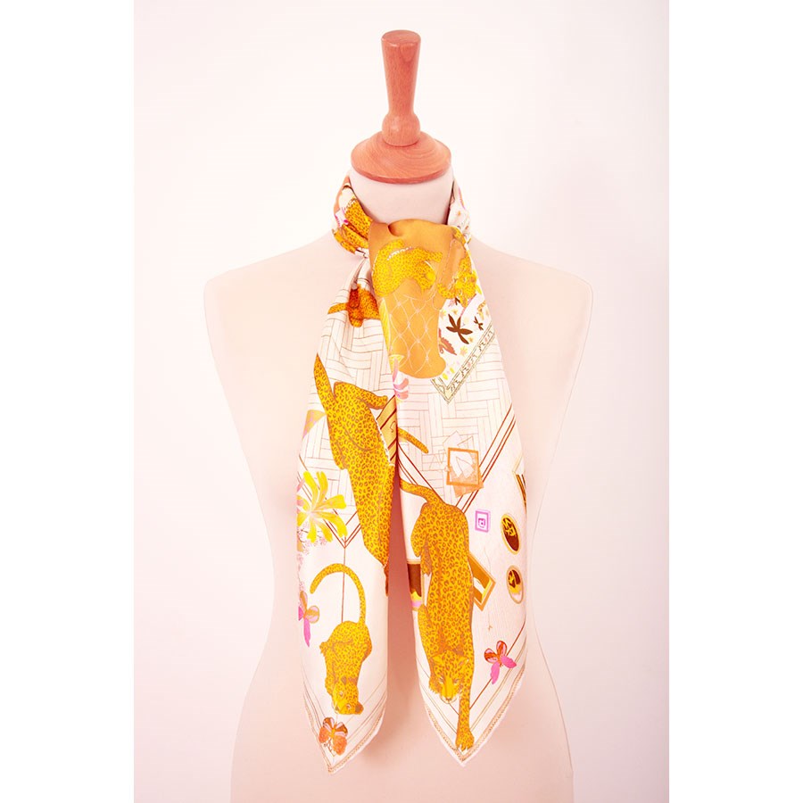 MAISON FANLI Silk Scarf 90x90cm - Boudoir Felin Gold