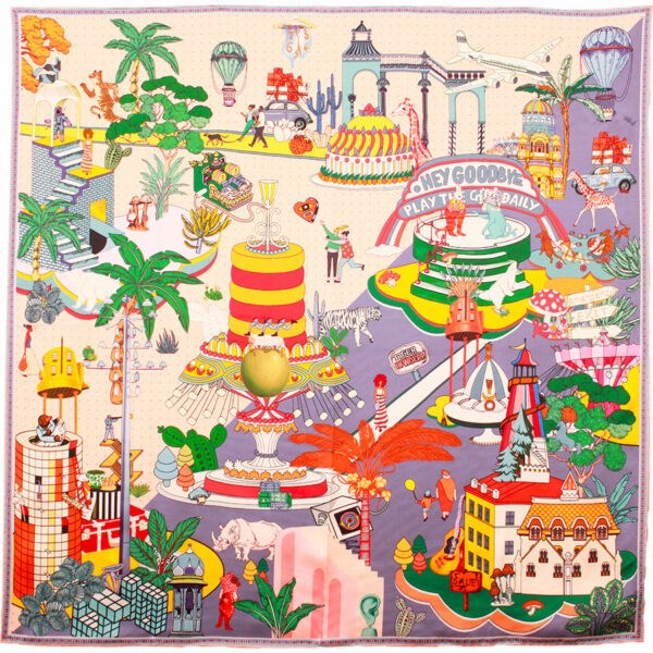 Silk Scarf - Gateaux Lavender- 90X90 CM