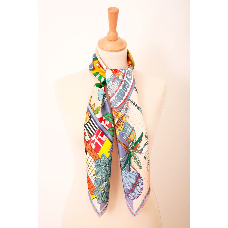 Silk Scarf - Gateaux Lavender- 90X90 CM