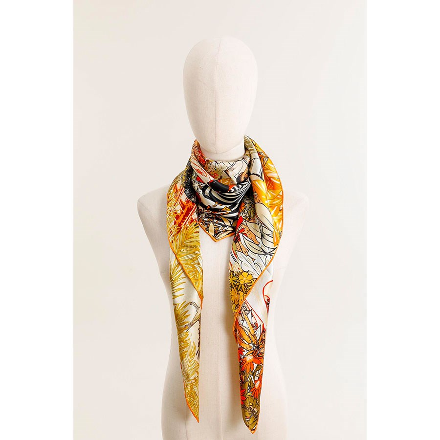 MAISON FANLI Wool & Silk Scarf 110x110cm- Wild Paris Light Green