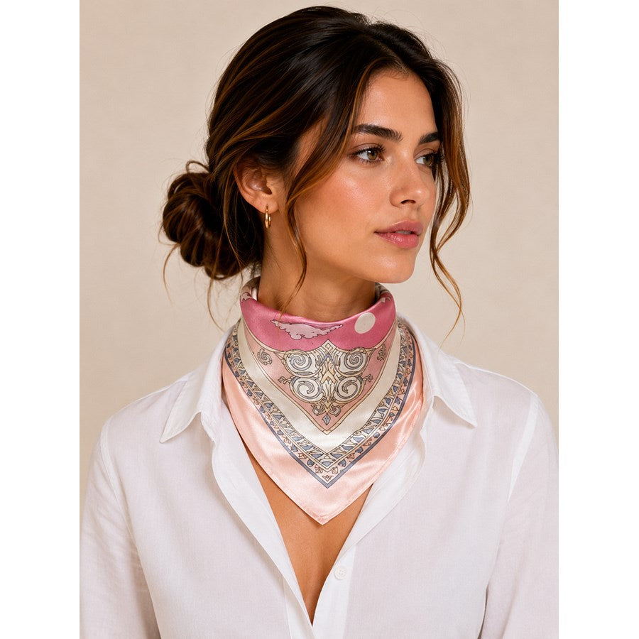 MAISON FANLI Silk Scarf 50x50cm - Swan Silk