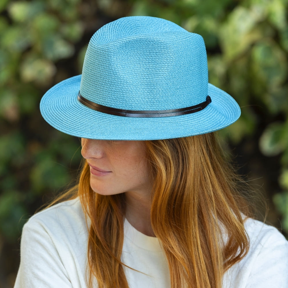 TRAVAUX EN COURS Borsalino Summer Hat -Turquoise
