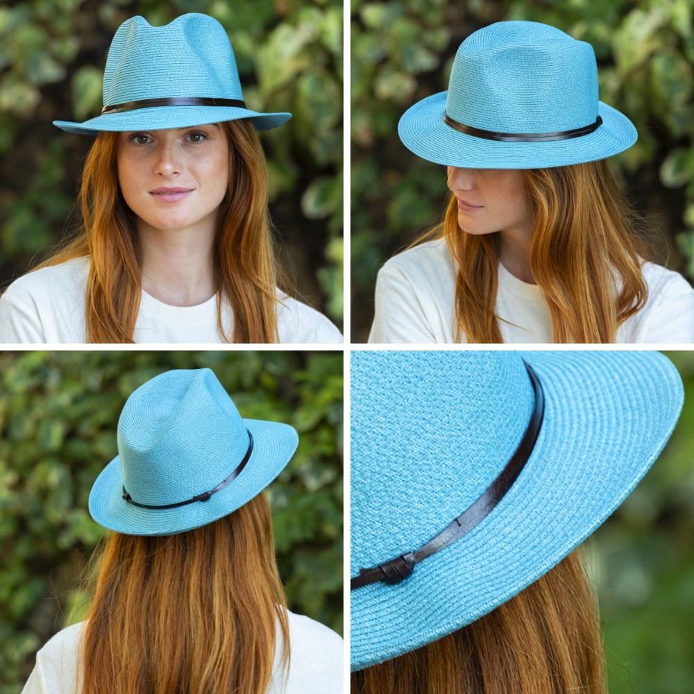 TRAVAUX EN COURS Borsalino Summer Hat -Turquoise