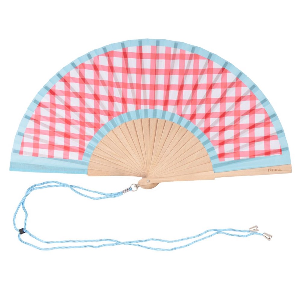 Hand Fan w/Gift Box "Pink Vichy"
