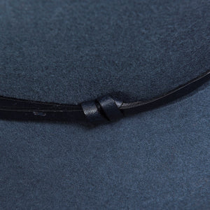 TRAVAUX EN COURS -Felt Fedora Hat Jean Leather Strap