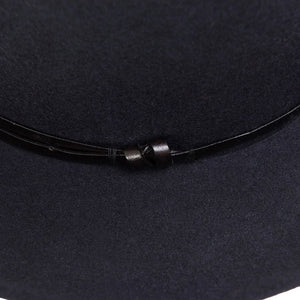 TRAVAUX EN COURS -Felt Fedora Hat Black Leather Strap