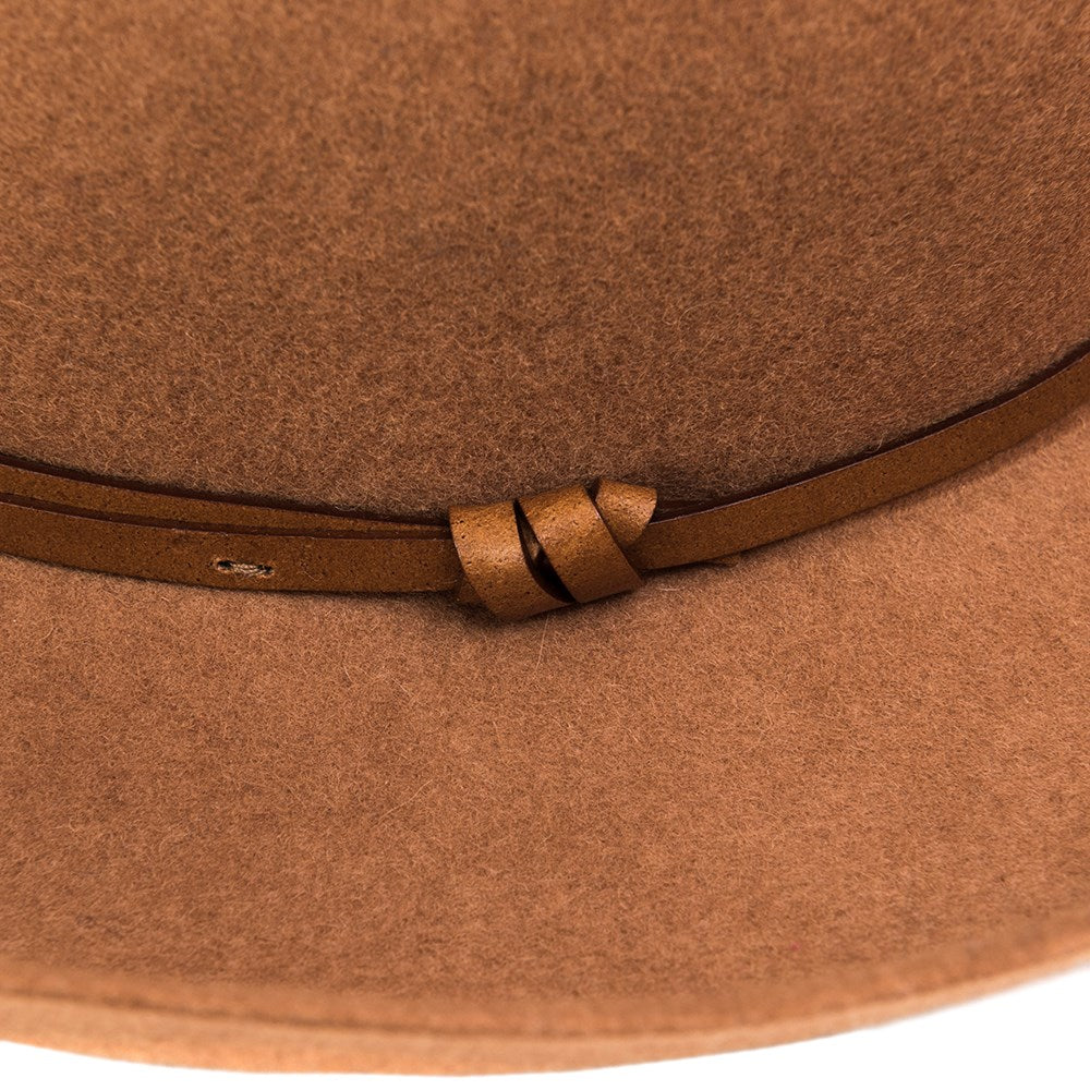 TRAVAUX EN COURS -Felt Fedora Hat Camel Leather Strap
