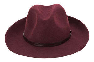 TRAVAUX EN COURS -Felt Fedora Hat Rubis Leather Strap