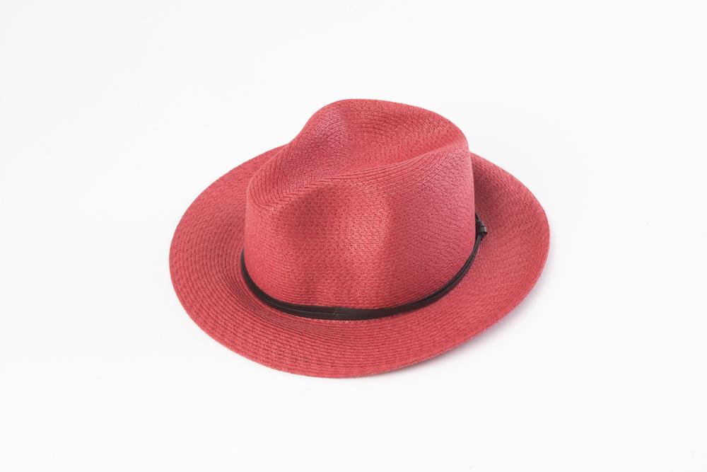 TRAVAUX EN COURS- Borsalino hat leather strap Rapsberry - Frenchbazaar -Travaux en cours