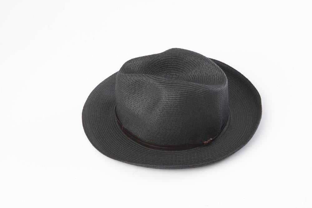 TRAVAUX EN COURS - Borsalino hat leather strap Black - Frenchbazaar -Travaux en cours
