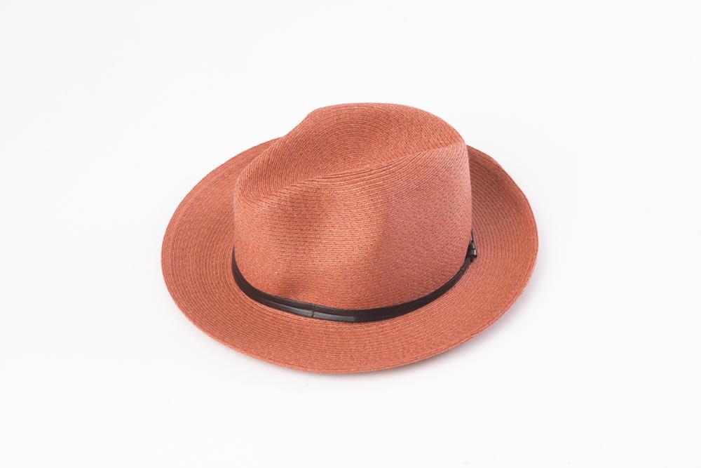TRAVAUX EN COURS- Borsalino hat leather strap Terracotta - Frenchbazaar -Travaux en cours