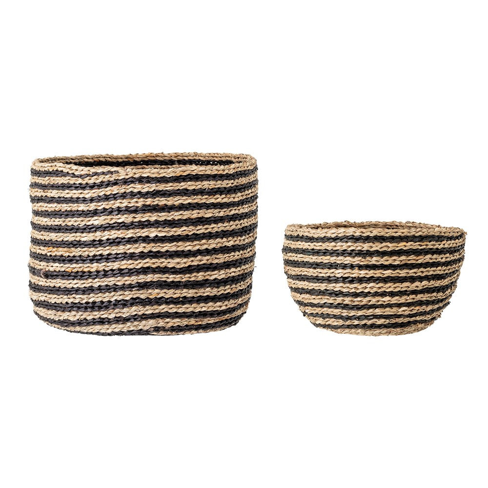 BLOOMINGVILLE-Marialucia Basket, Black, Seagrass