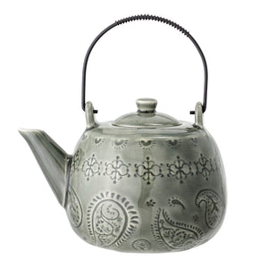 BLOOMINGVILLE - Rani Teapot w/Teastrainer, Green, Stoneware
