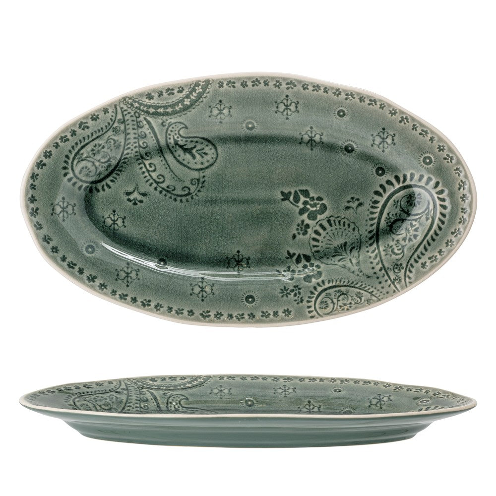 BLOOMINGVILLE-Rani Serving Plate, Green, Stoneware