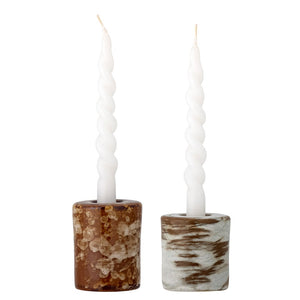 BLOOMINGVILLE - Coya Candlestick, Brown, Stoneware